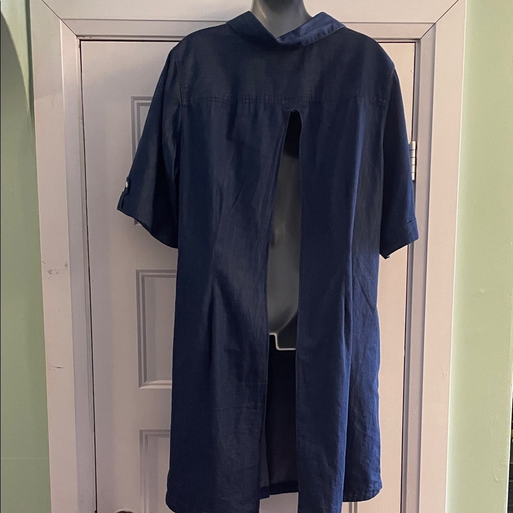 Karen Scott Women's Navy Blue Button Down Shirt - Picture 4 of 5